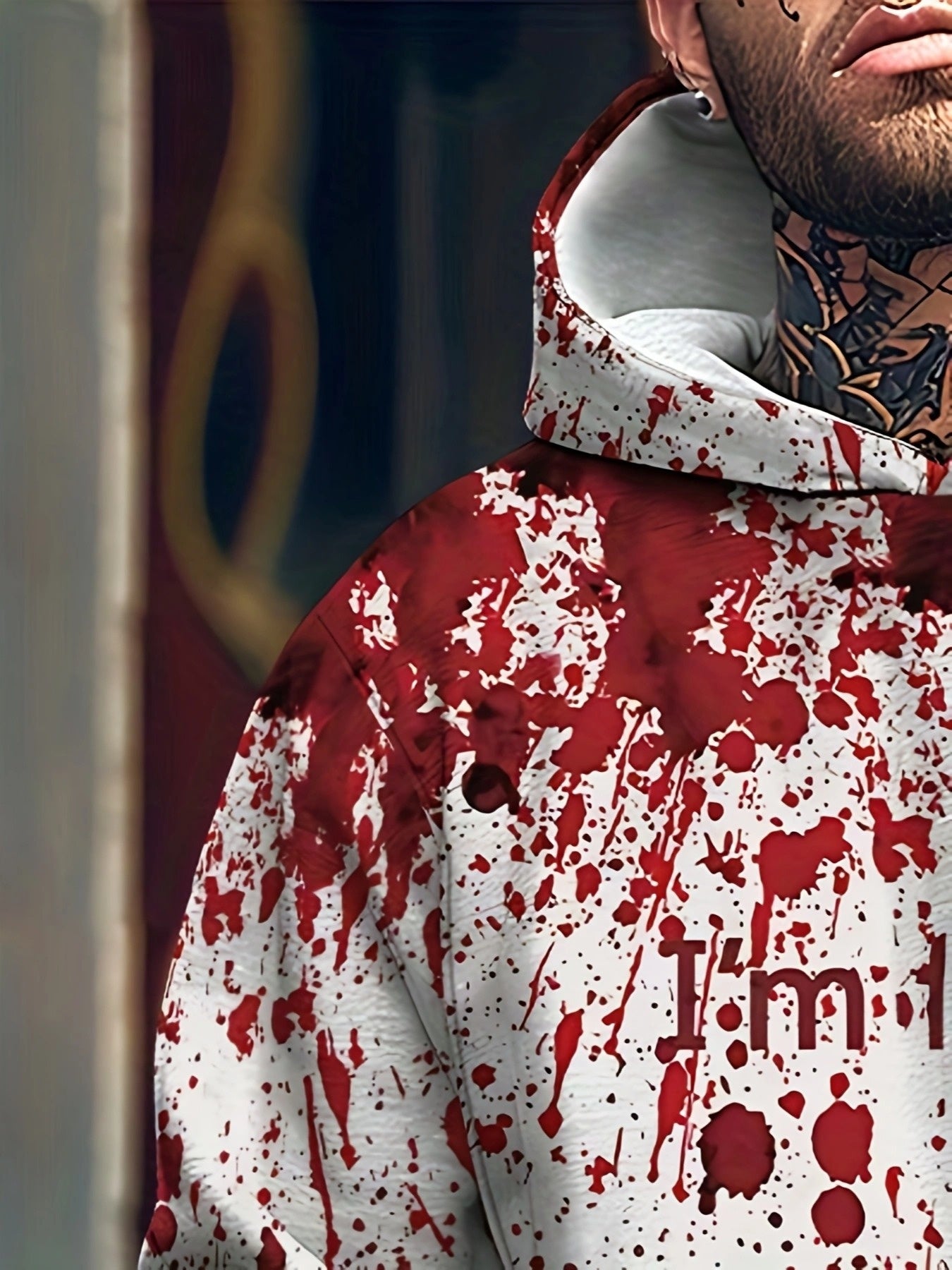 Men'S Casual Hooded Sweatshirt with 3D Print Letter "H" Design