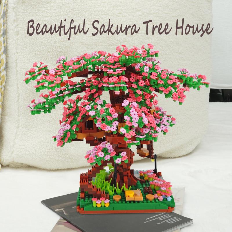 MINI 2008Pieces Cross Border Cherry Blossom Tree Building Block Flowers Compatible With Various Brands Toys