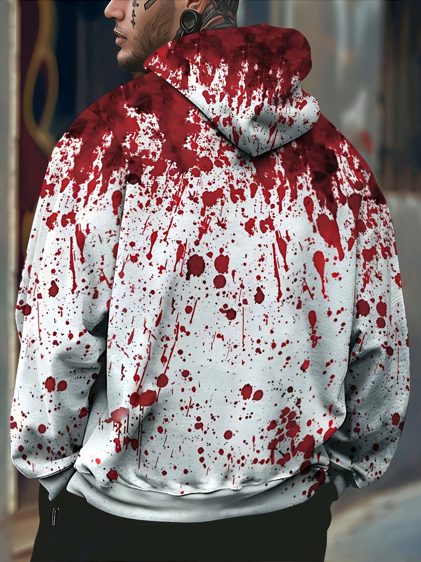 Men'S Casual Hooded Sweatshirt with 3D Print Letter "H" Design