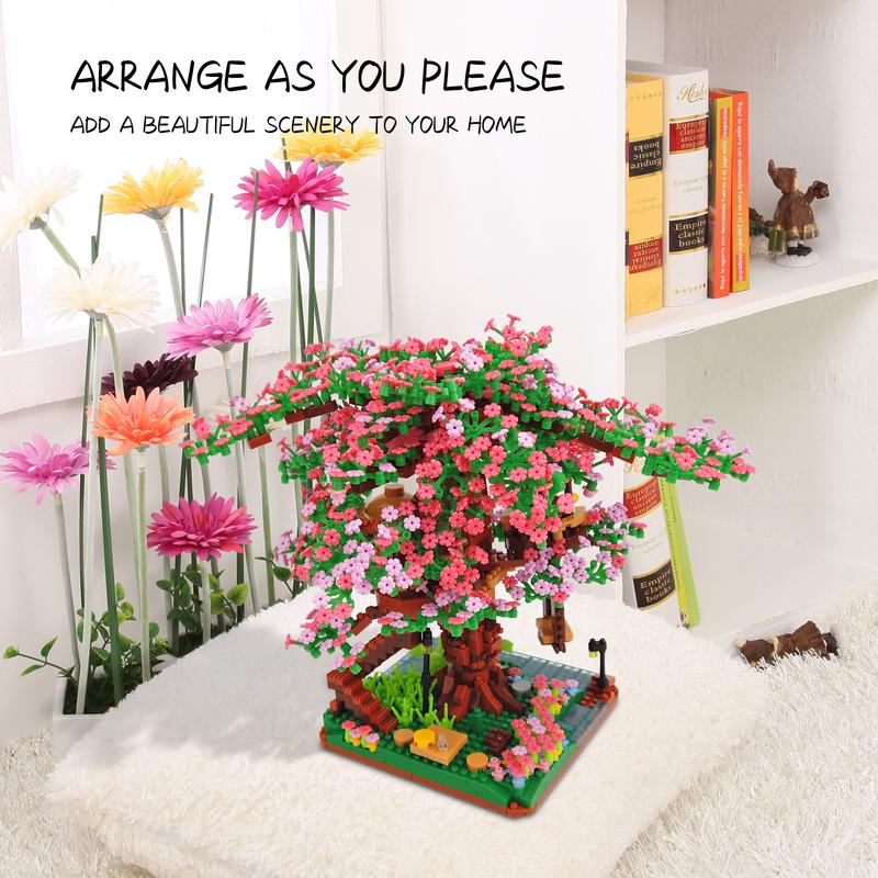 MINI 2008Pieces Cross Border Cherry Blossom Tree Building Block Flowers Compatible With Various Brands Toys