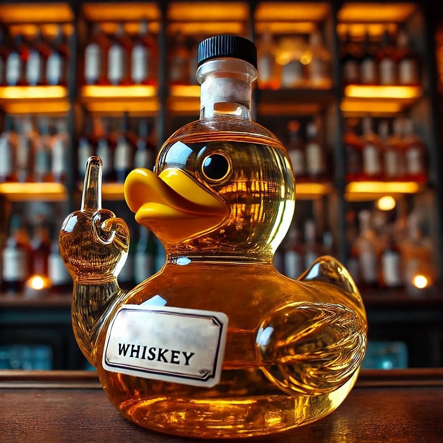 Middle Finger Whiskey Duck Bottle
