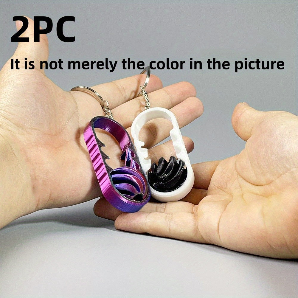 3D Printed Relax Spiral Keychain - Dual-Color Vortex Design
