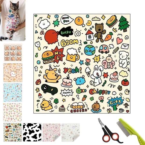 Self-Adhesive Fabric for Cats, Cat Wrap for Grooming Cutting Nails, Clean Ears, Brush Teeth