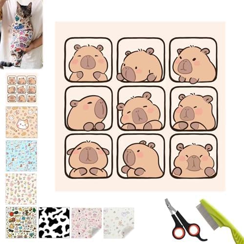 Self-Adhesive Fabric for Cats, Cat Wrap for Grooming Cutting Nails, Clean Ears, Brush Teeth
