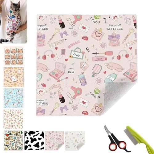 Self-Adhesive Fabric for Cats, Cat Wrap for Grooming Cutting Nails, Clean Ears, Brush Teeth