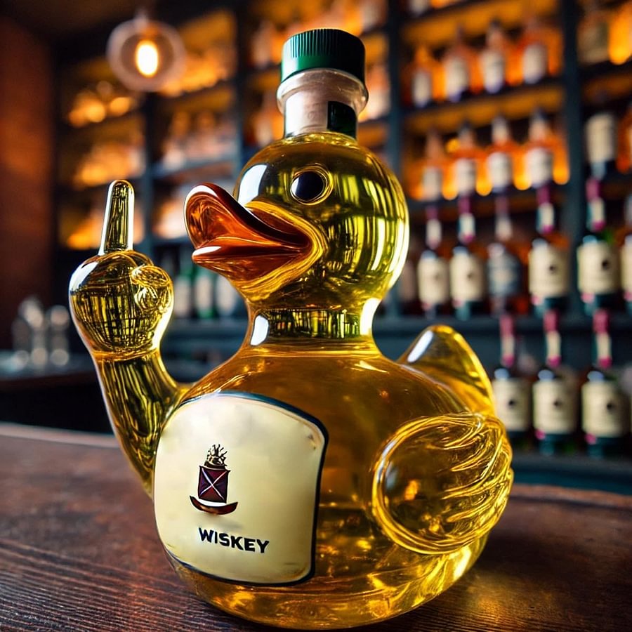 Middle Finger Whiskey Duck Bottle