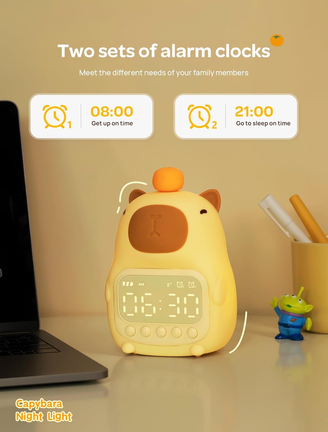 Capybara Alarm Clock with Night Light