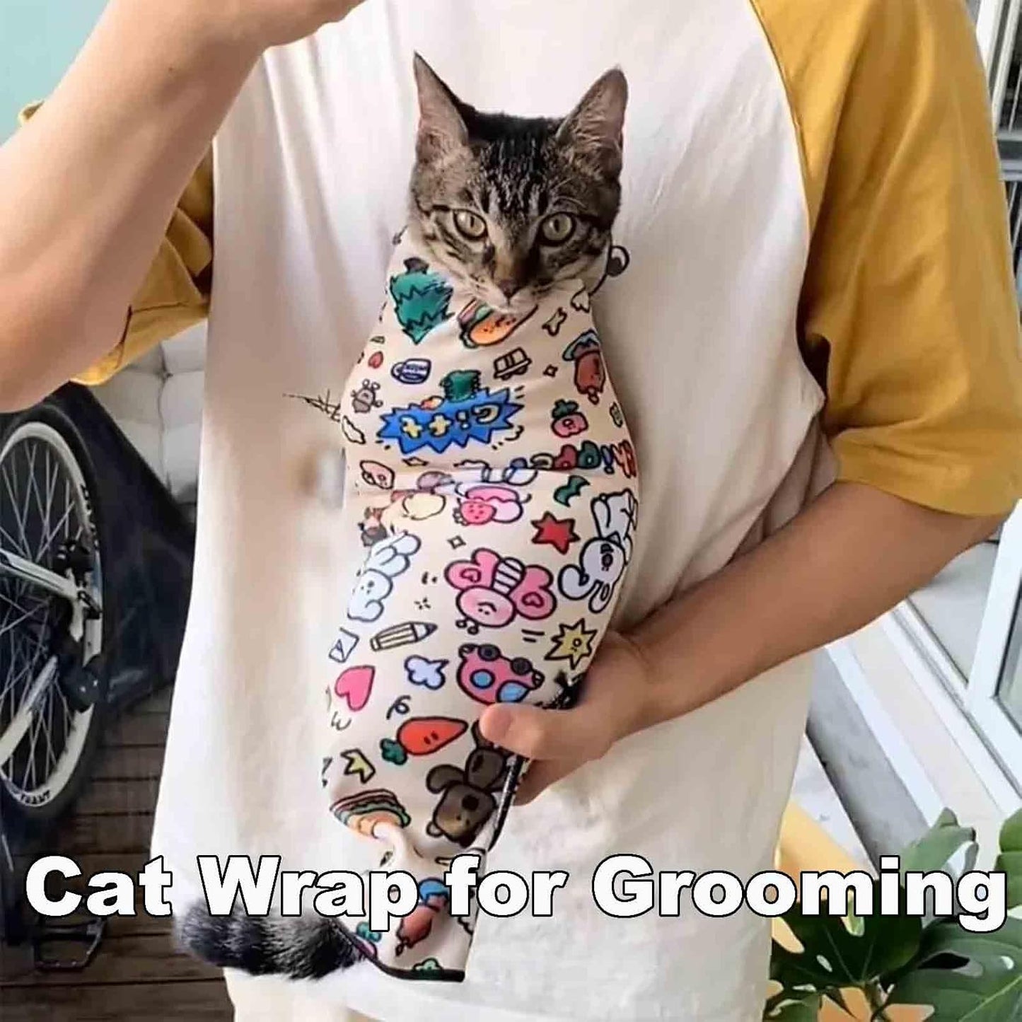 Self-Adhesive Fabric for Cats, Cat Wrap for Grooming Cutting Nails, Clean Ears, Brush Teeth