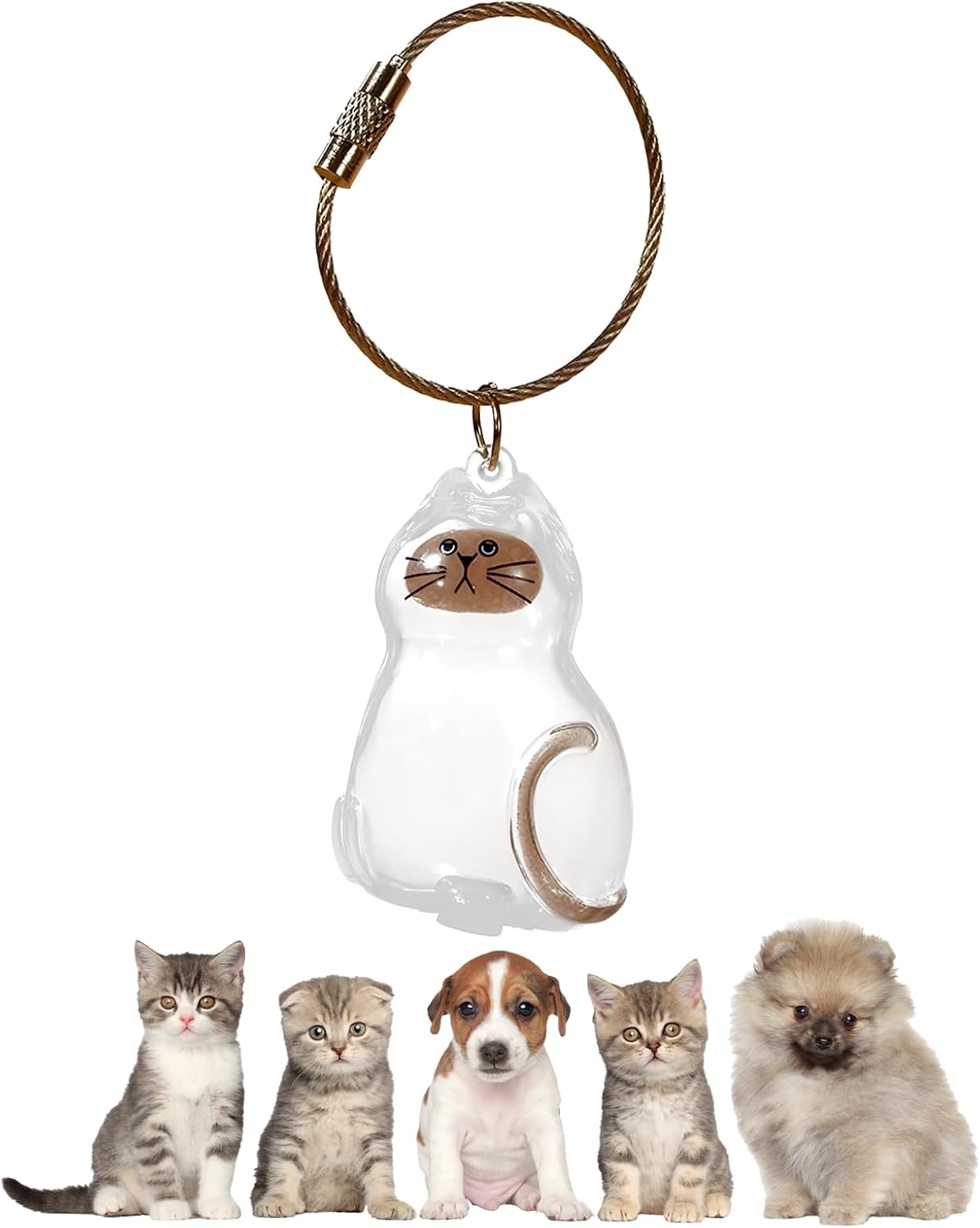 My Pet Keychain, Cat Fur Storage Bottle Keychain
