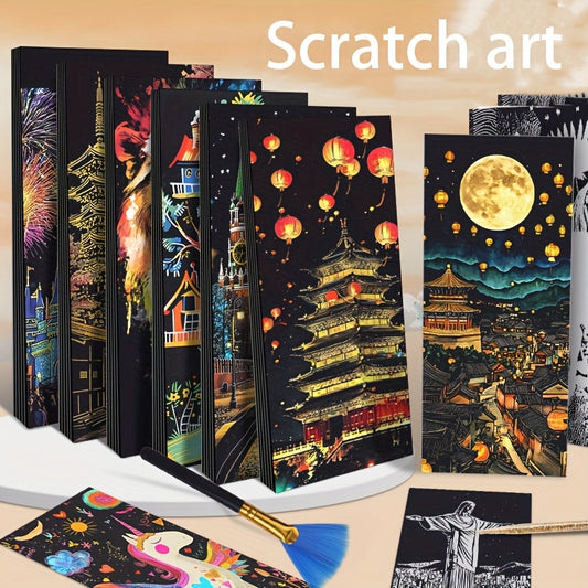 12pcs Scratch Art Paper Bookmarks