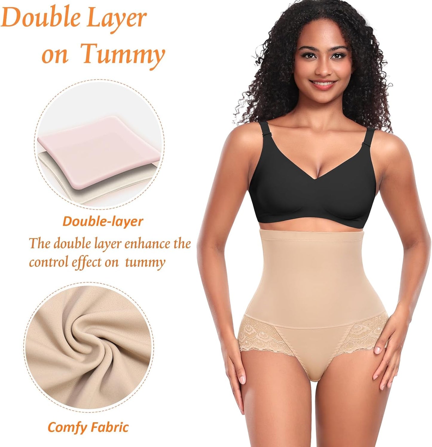 Tummy Control Shapewear Panties for Women High Waisted Shaping Underwear Lace Body Shaper Girdle
