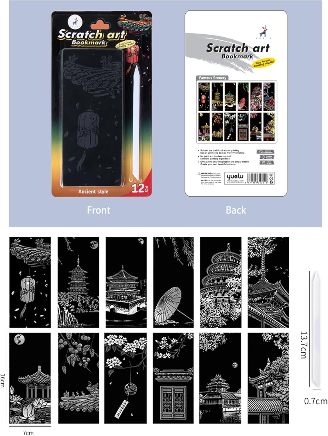 Scratch Rainbow Painting Art Paper Scratch Art Bookmarks Set
