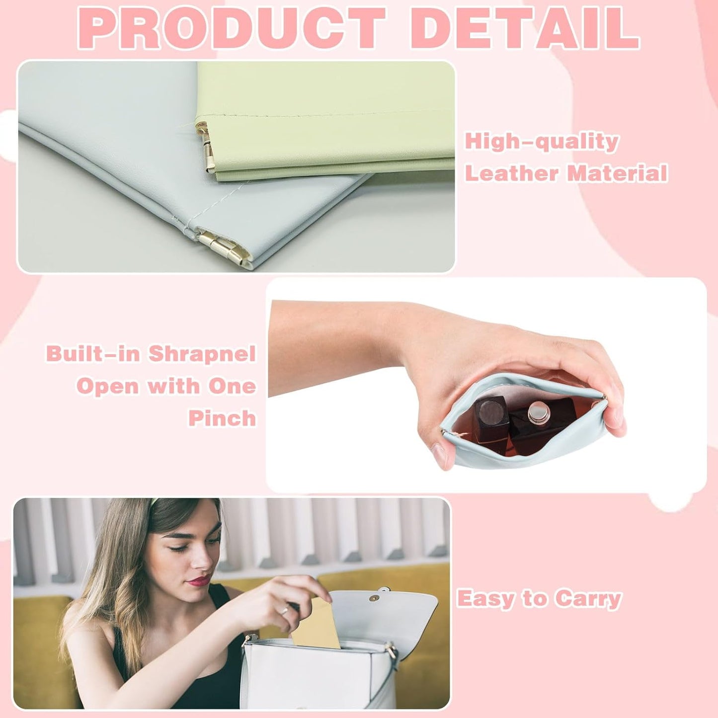 Self-closing Pouches Purse Waterproof Cosmetic Bag