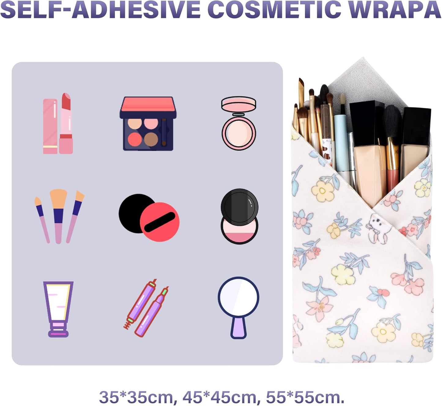 Self-Adhesive Magic Cloth Makeup Bag, Portable Protective Cosmetic Pouch, Camera Lens Wrap
