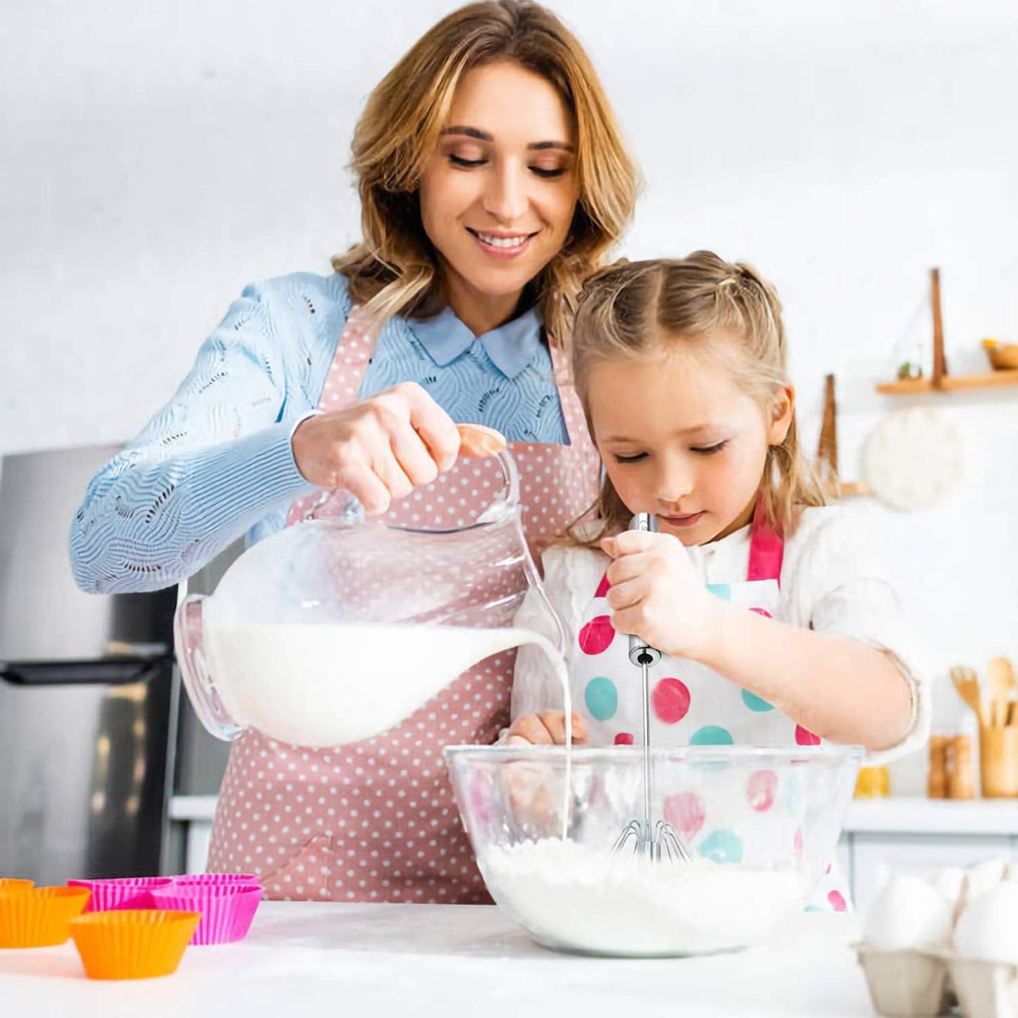 Stainless Steel Hand Push Rotary Egg Whisk Blender