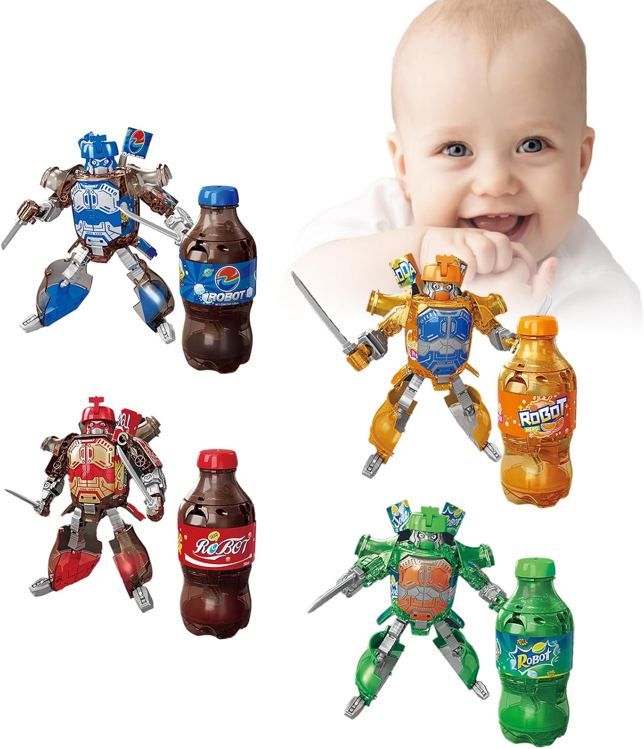 2025 New Beverage Bottles Transformer Robot Toys