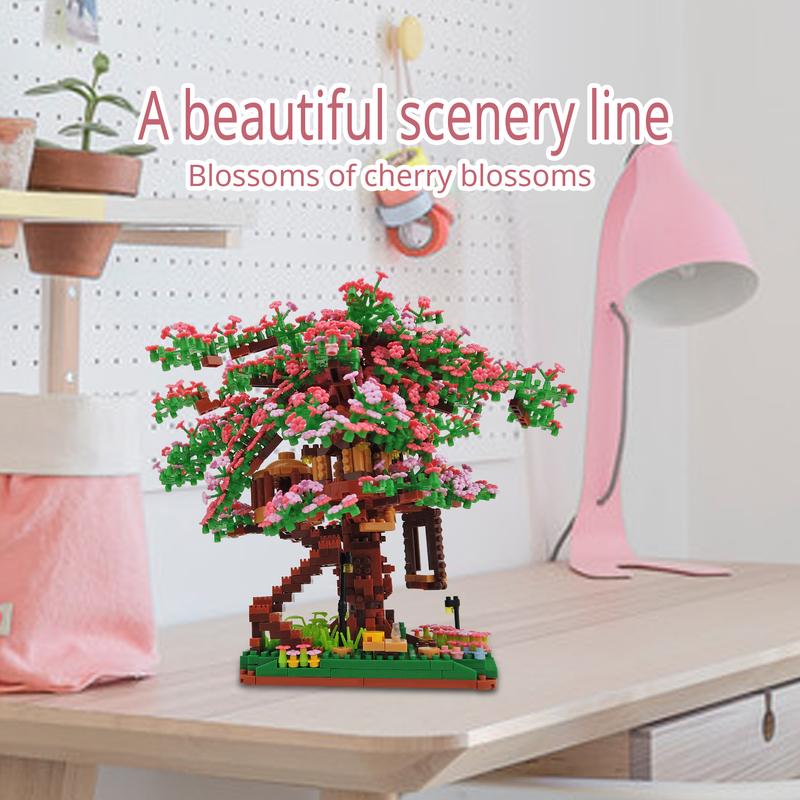 MINI 2008Pieces Cross Border Cherry Blossom Tree Building Block Flowers Compatible With Various Brands Toys