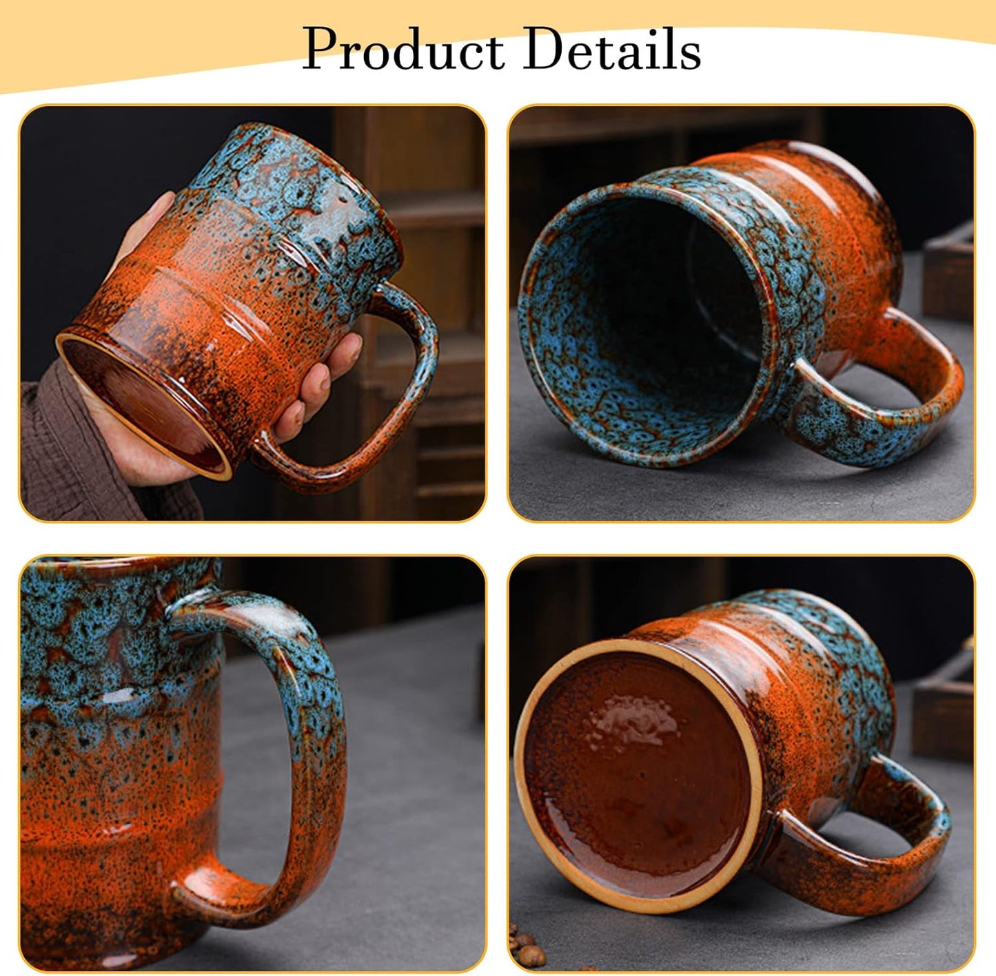Ceramic 20 oz Coffee Mugs - Large Tea Cup for Office and Home