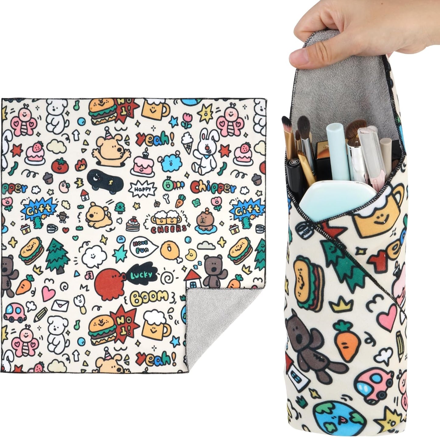 Self-Adhesive Magic Cloth Makeup Bag, Portable Protective Cosmetic Pouch, Camera Lens Wrap