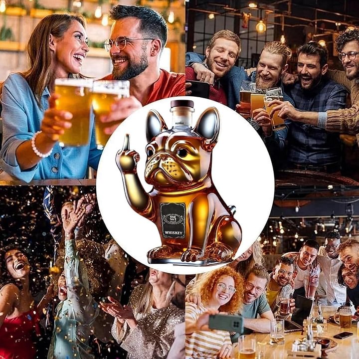 Funny French Bulldog Whiskey Bottle