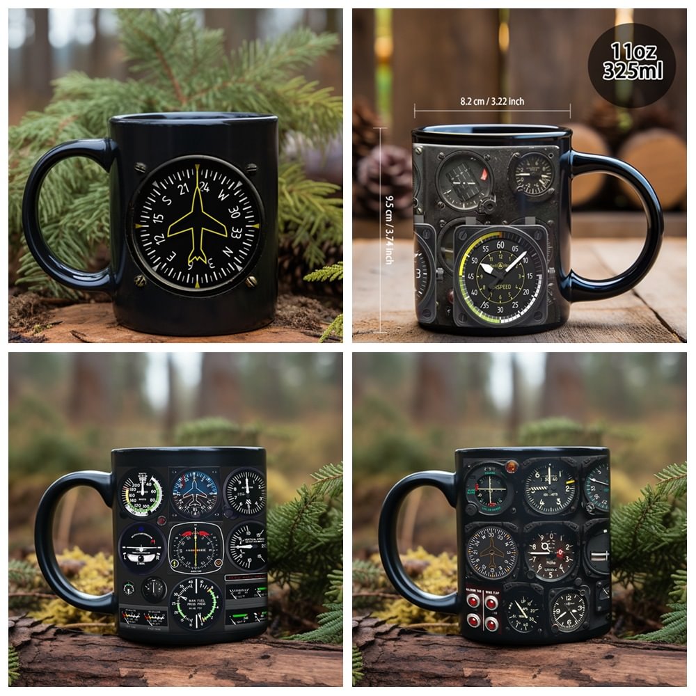 Funny Pilot Men Meter Aircraft Flight Deck Mugs