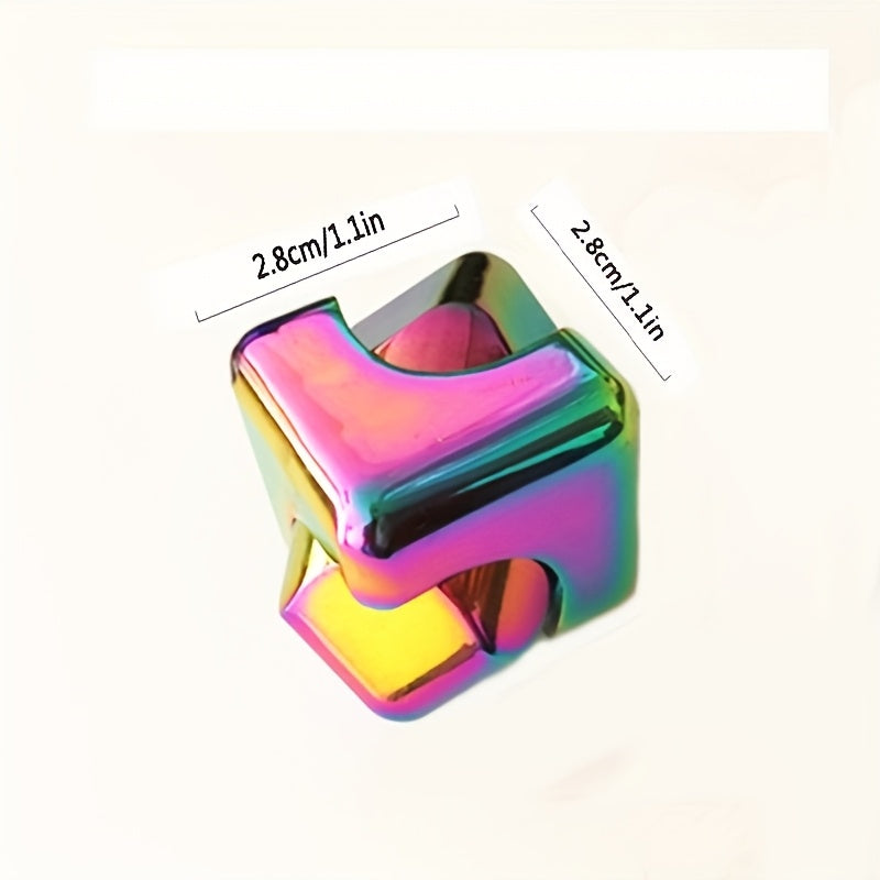 Premium Alloy Metal Fidget Spinner - Rainbow Square Cube