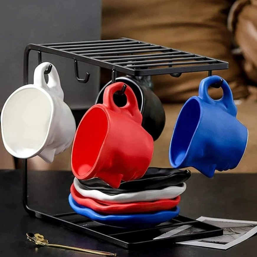 100/260ml Retro Style Face Creative Ceramic Kiss Cup& Saucers