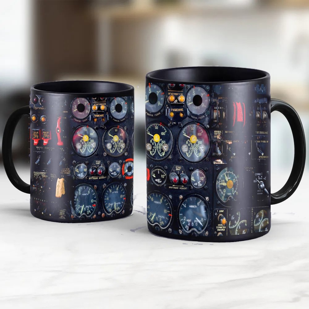 Funny Pilot Men Meter Aircraft Flight Deck Mugs