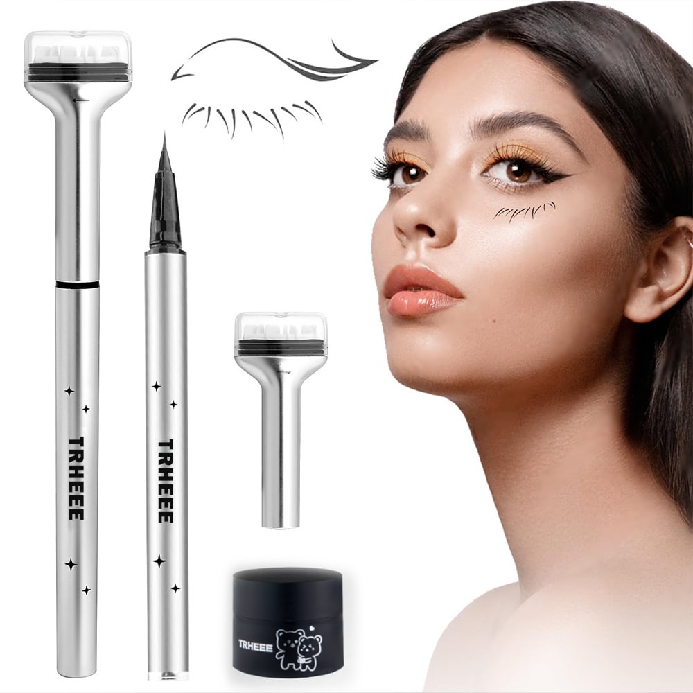 ✨Upgrade✨3 In 1 lower Eyelash Stamp&Liquid Eyeliner Set Waterproof Smudge-proof