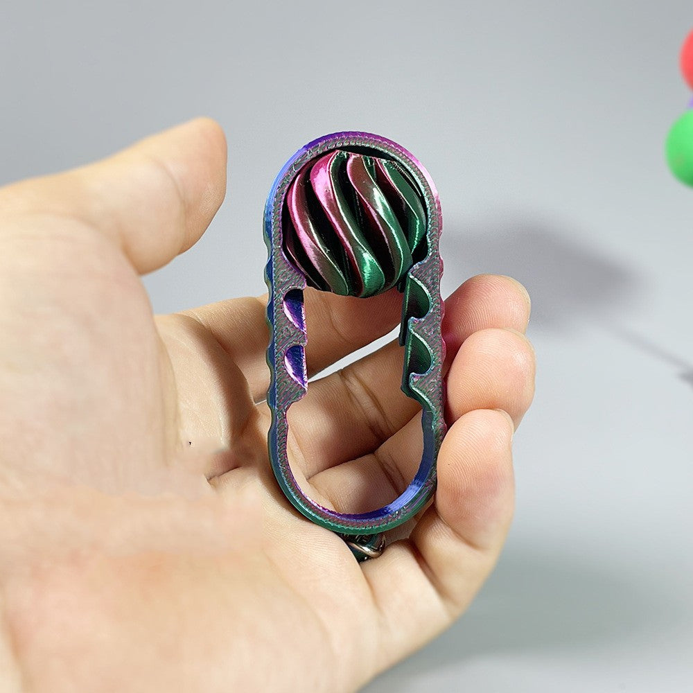 3D Printed Relax Spiral Keychain - Dual-Color Vortex Design