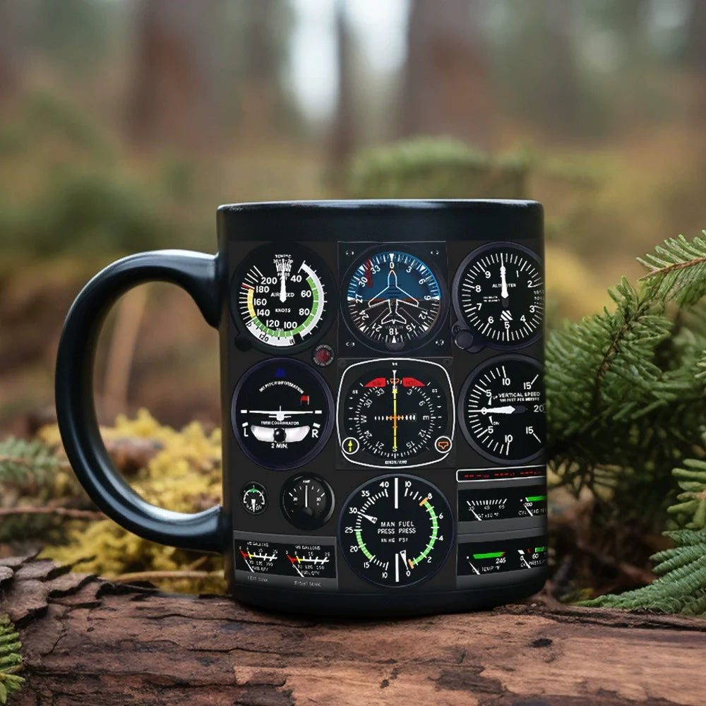 Funny Pilot Men Meter Aircraft Flight Deck Mugs