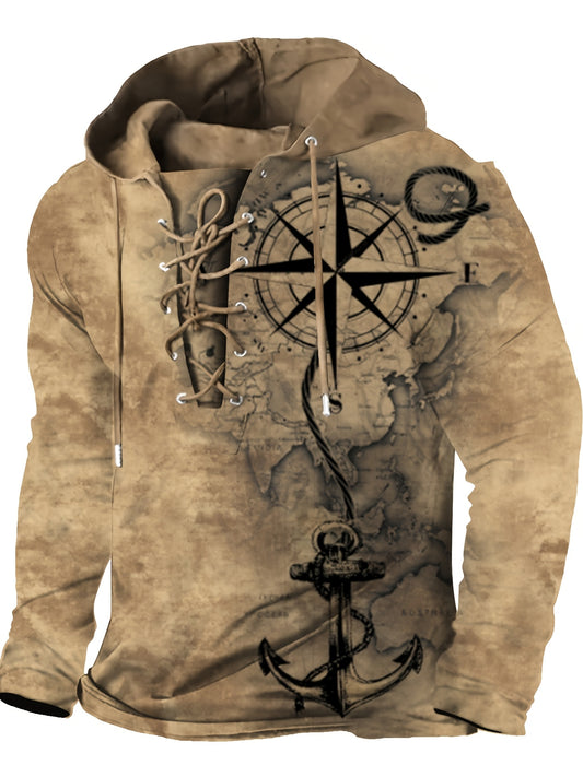 Nautical Charm| Men's Nautical-Themed 3D Print Hoodie