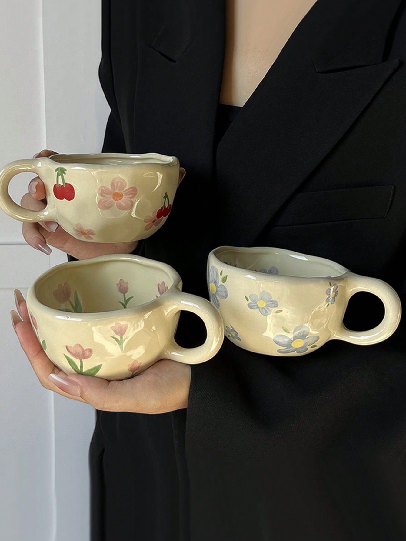 Hand-Painted Ditsy Floral Ceramic Coffee Mug