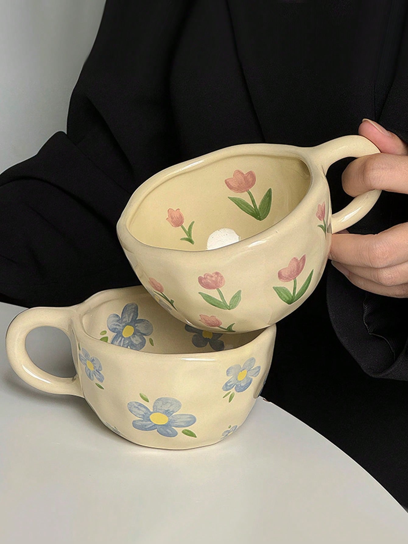 Hand-Painted Ditsy Floral Ceramic Coffee Mug