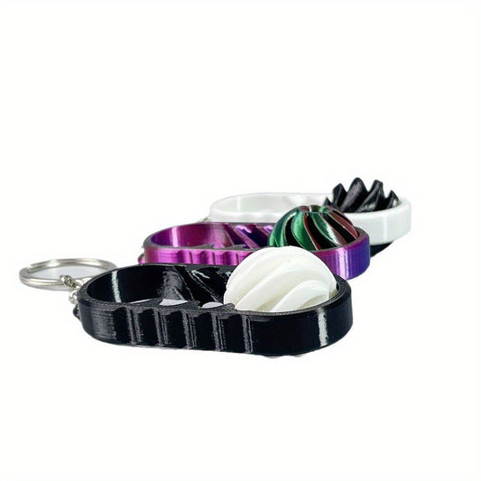 3D Printed Relax Spiral Keychain - Dual-Color Vortex Design
