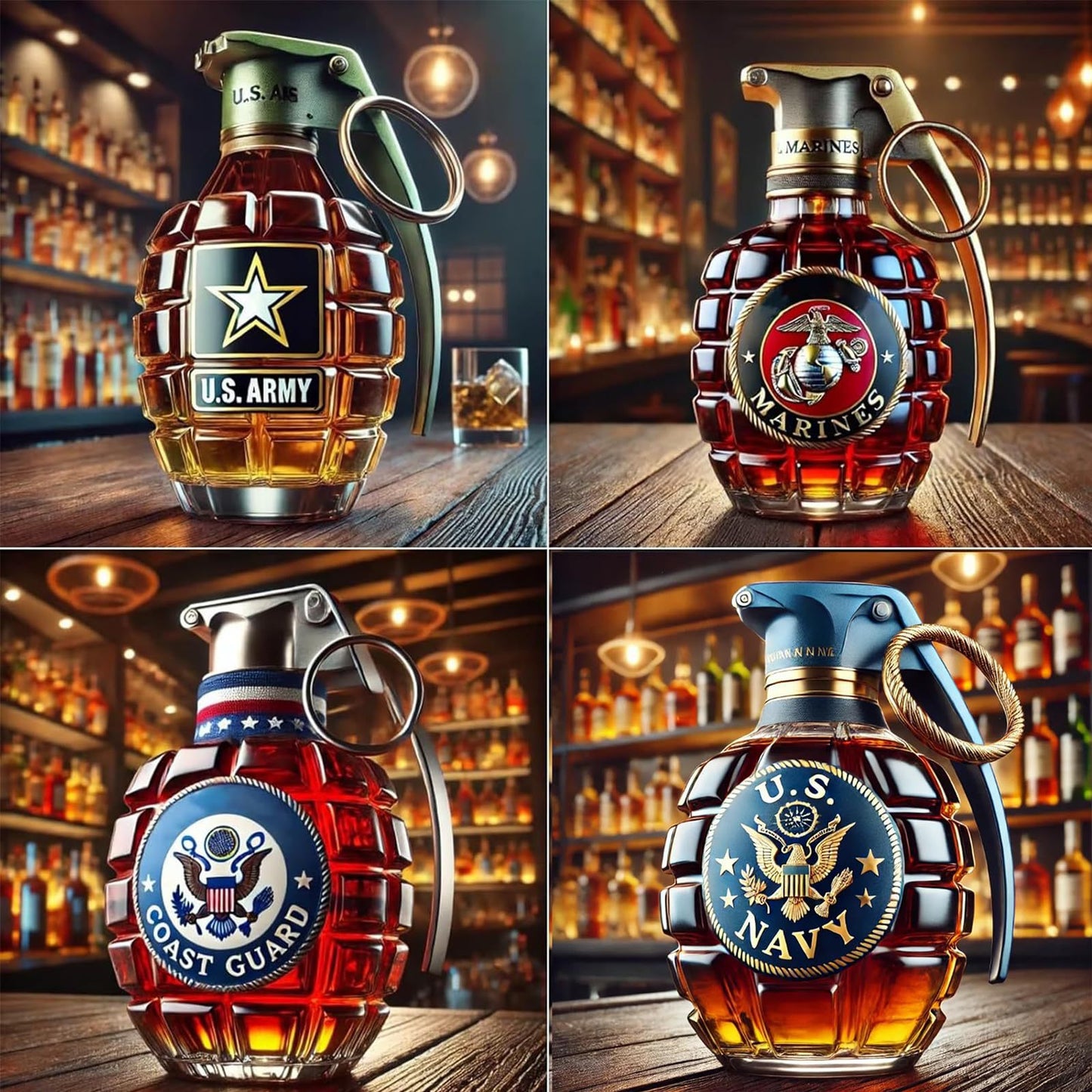 Military Hand Grenade Whiskey Bottle