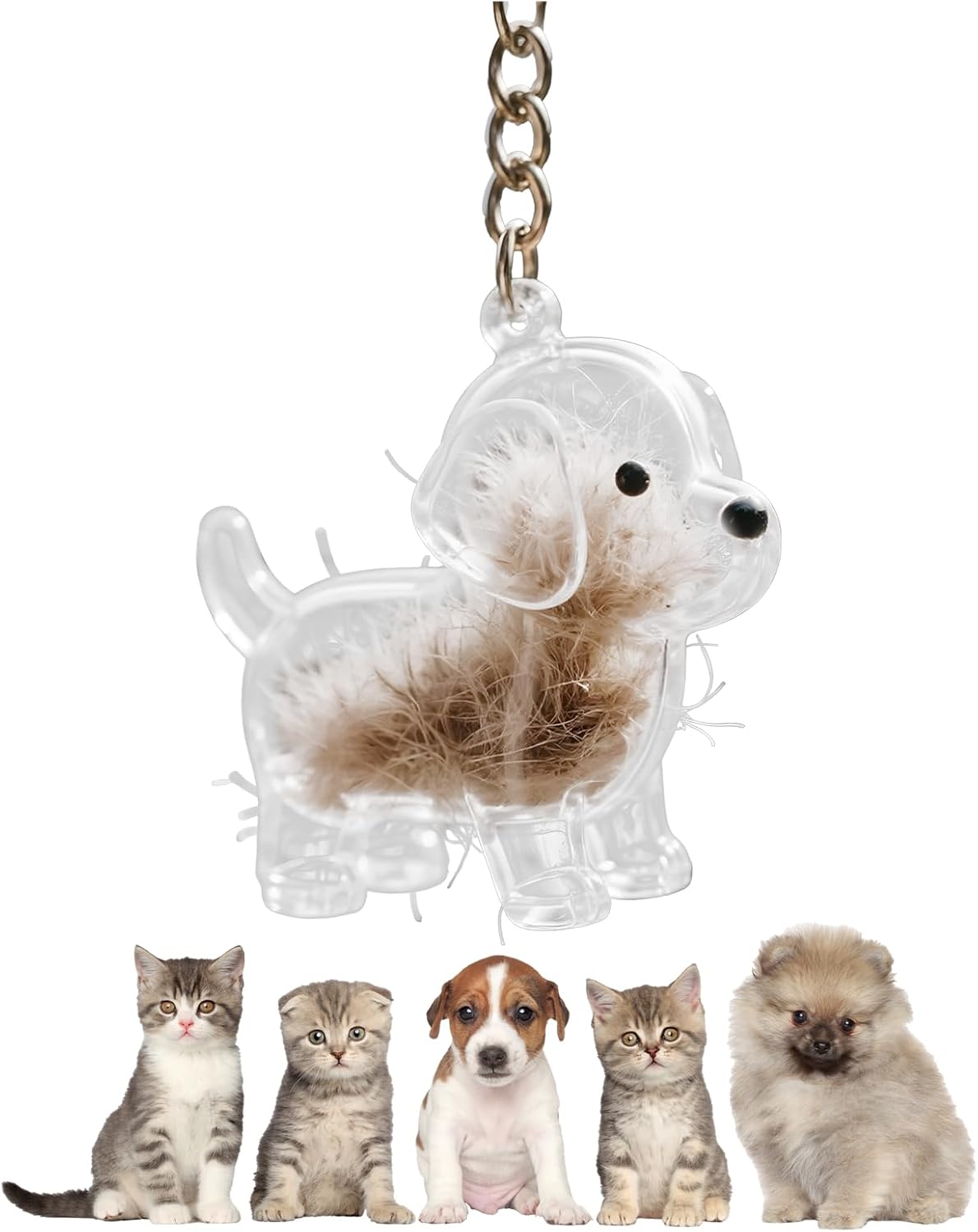 My Pet Keychain, Cat Fur Storage Bottle Keychain