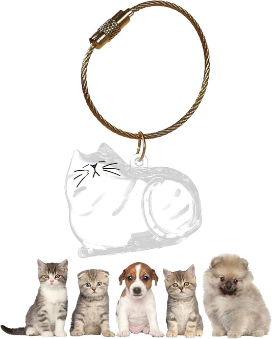 My Pet Keychain, Cat Fur Storage Bottle Keychain