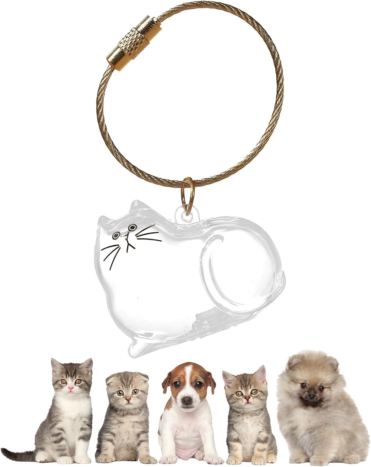 My Pet Keychain, Cat Fur Storage Bottle Keychain