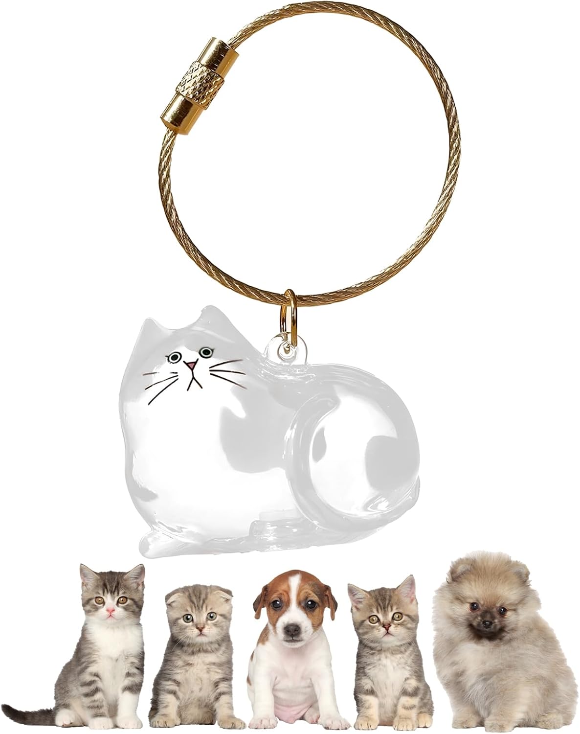 My Pet Keychain, Cat Fur Storage Bottle Keychain