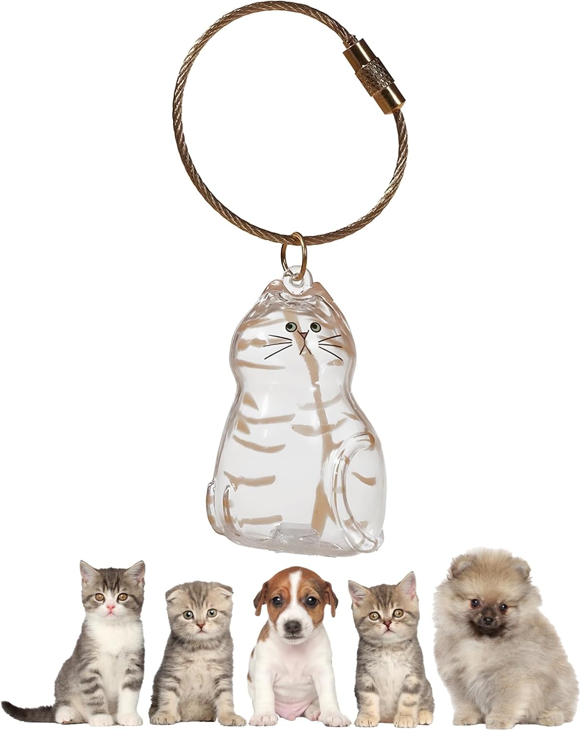 My Pet Keychain, Cat Fur Storage Bottle Keychain