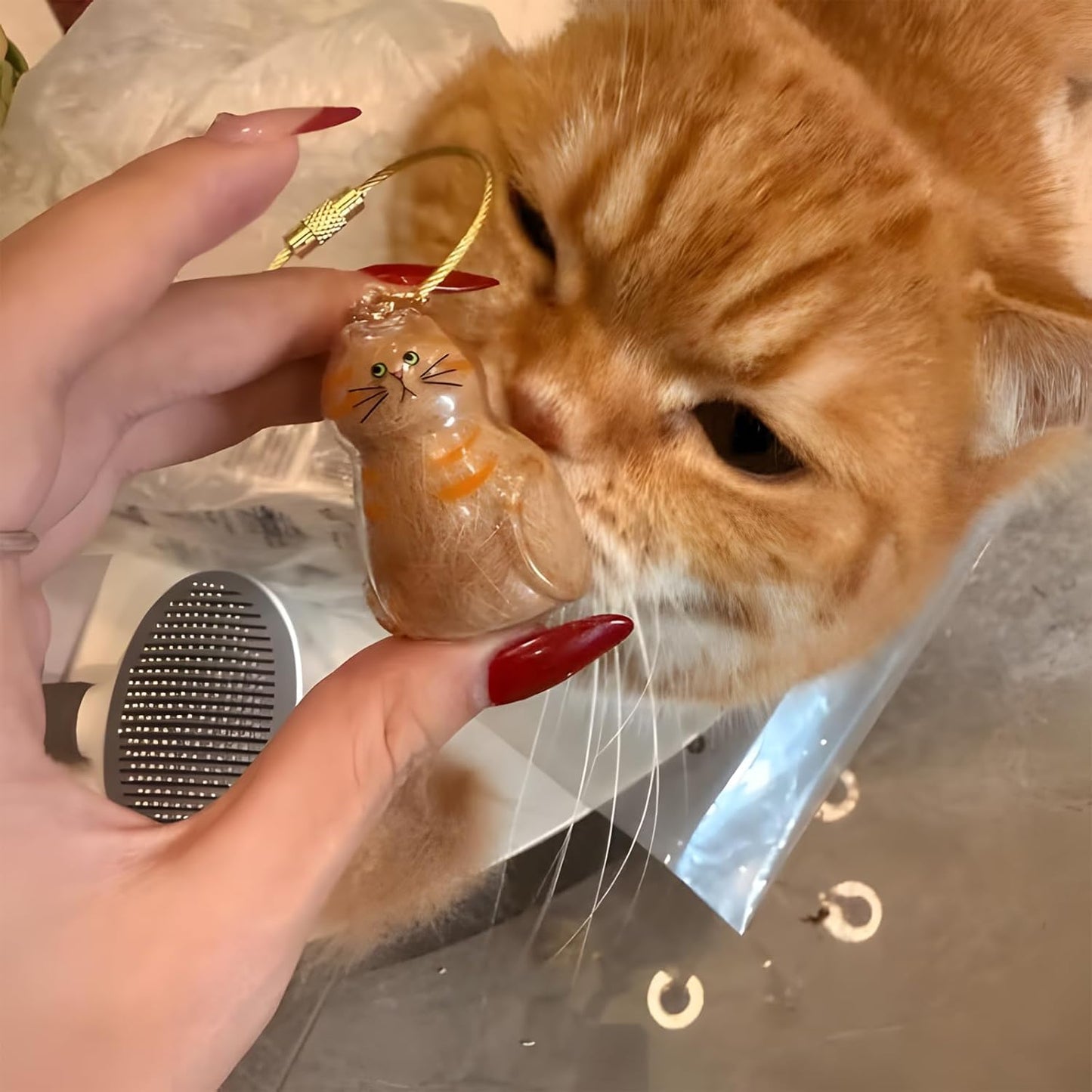 My Pet Keychain, Cat Fur Storage Bottle Keychain
