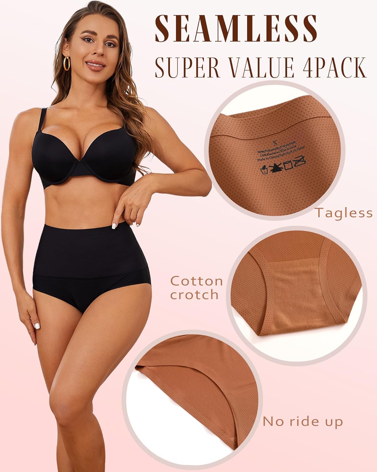 Tummy Control Underwear for Women High Waisted Briefs Seamless