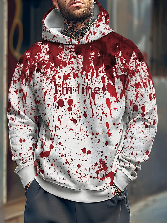 Men'S Casual Hooded Sweatshirt with 3D Print Letter "H" Design