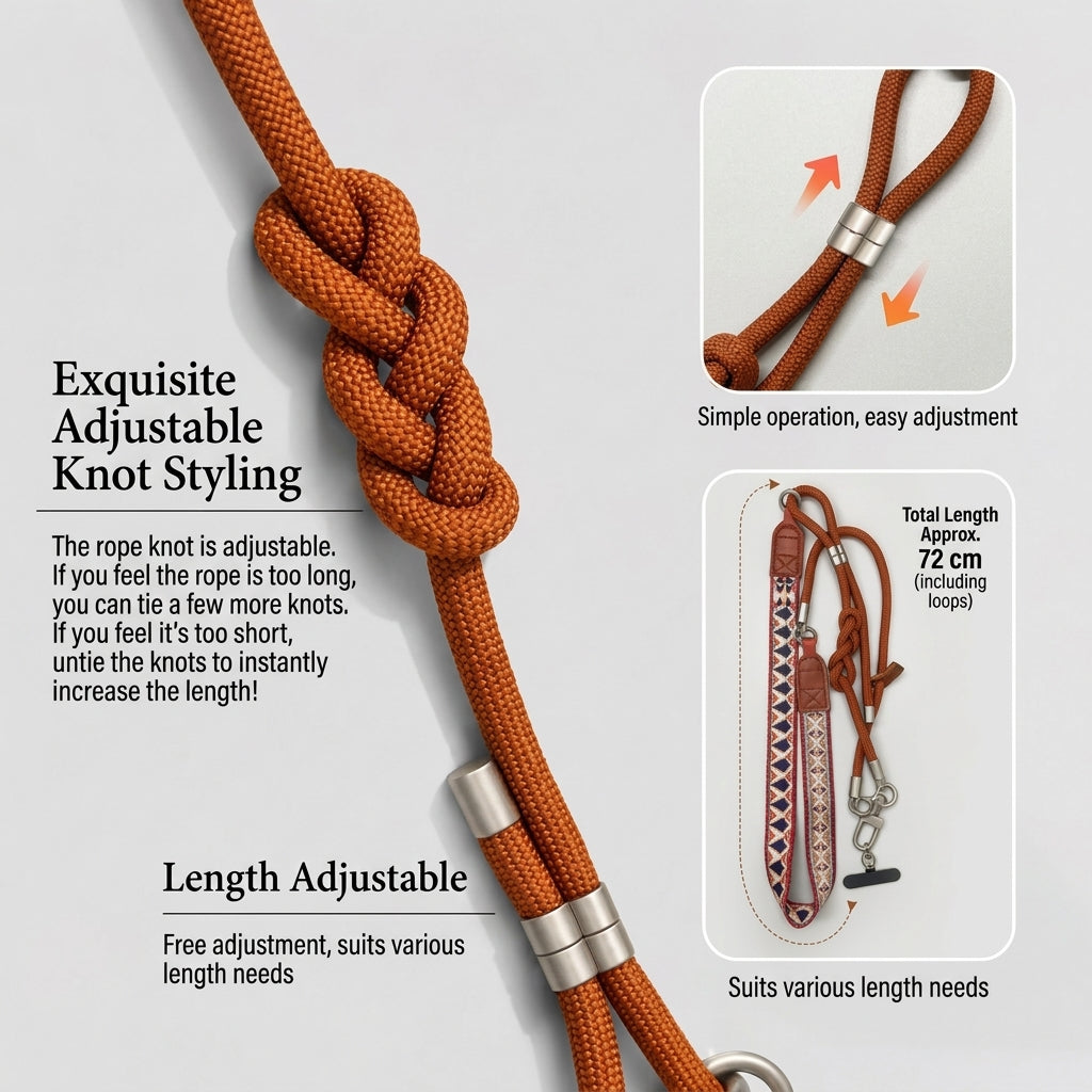 3-in-1 Detachable Padded Phone Lanyard – Reversible Woven Strap with Metal Patch