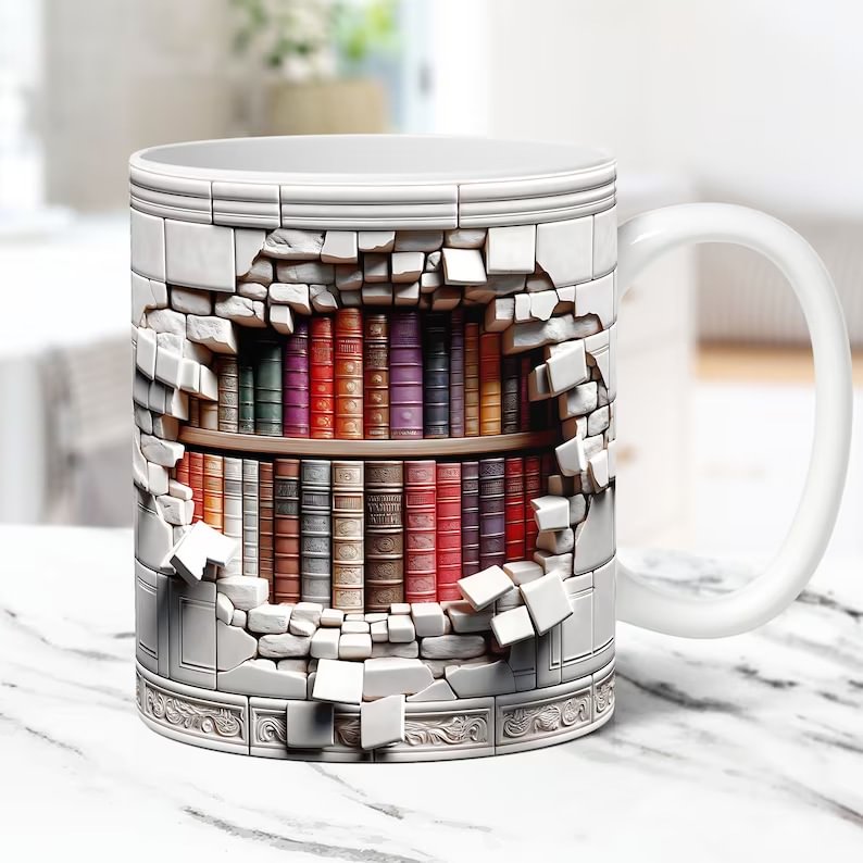 3D Bookshelf Mug